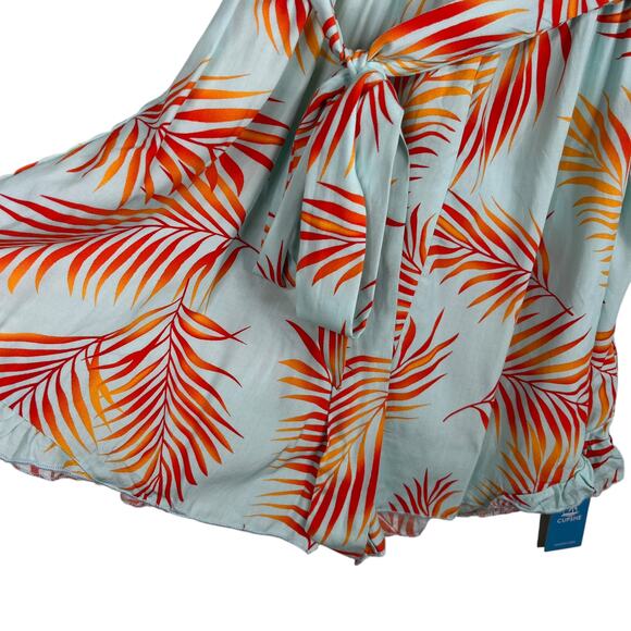 Cupshe Teal Orange Tropical Flutter Sleeve Romper Large New - Picture 12 of 14